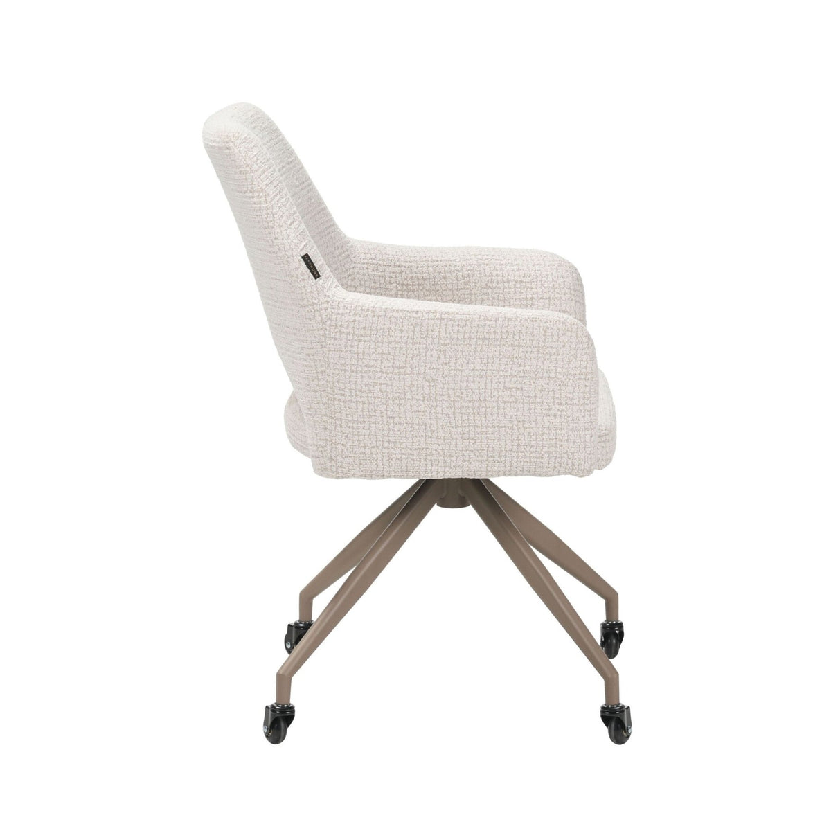Eetkamerstoel met wieltjes Mona gemêleerde stof beige