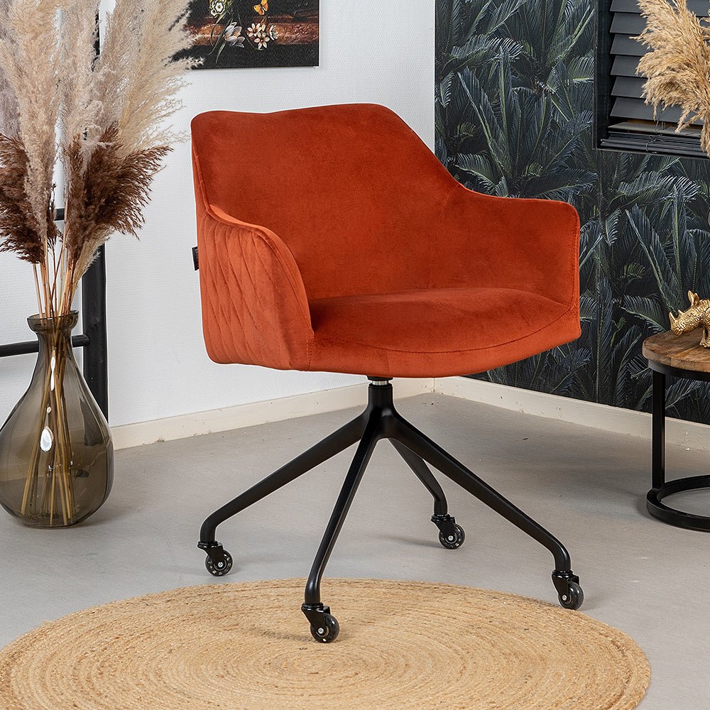 Dining room chair with wheels Quinn copper velvet - image 4