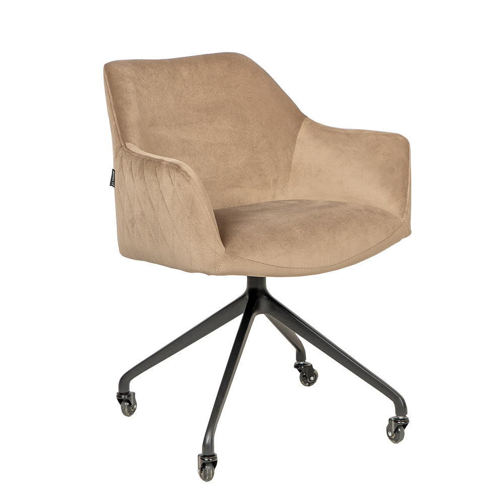Dining room chair with wheels Quinn taupe velvet
