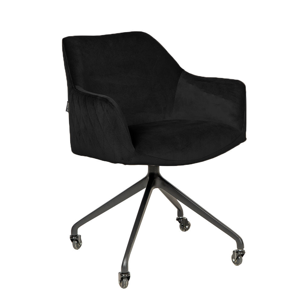 Dining room chair with wheels Quinn black velvet