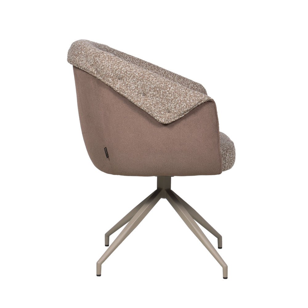Eetkamerstoel Riley draaibaar bouclé bruin Bouclé