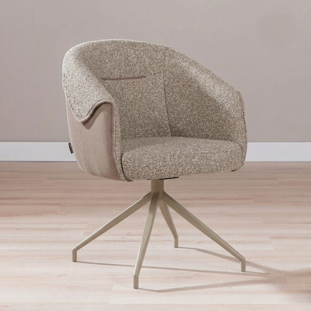 Eetkamerstoel Riley draaibaar bouclé bruin Bouclé