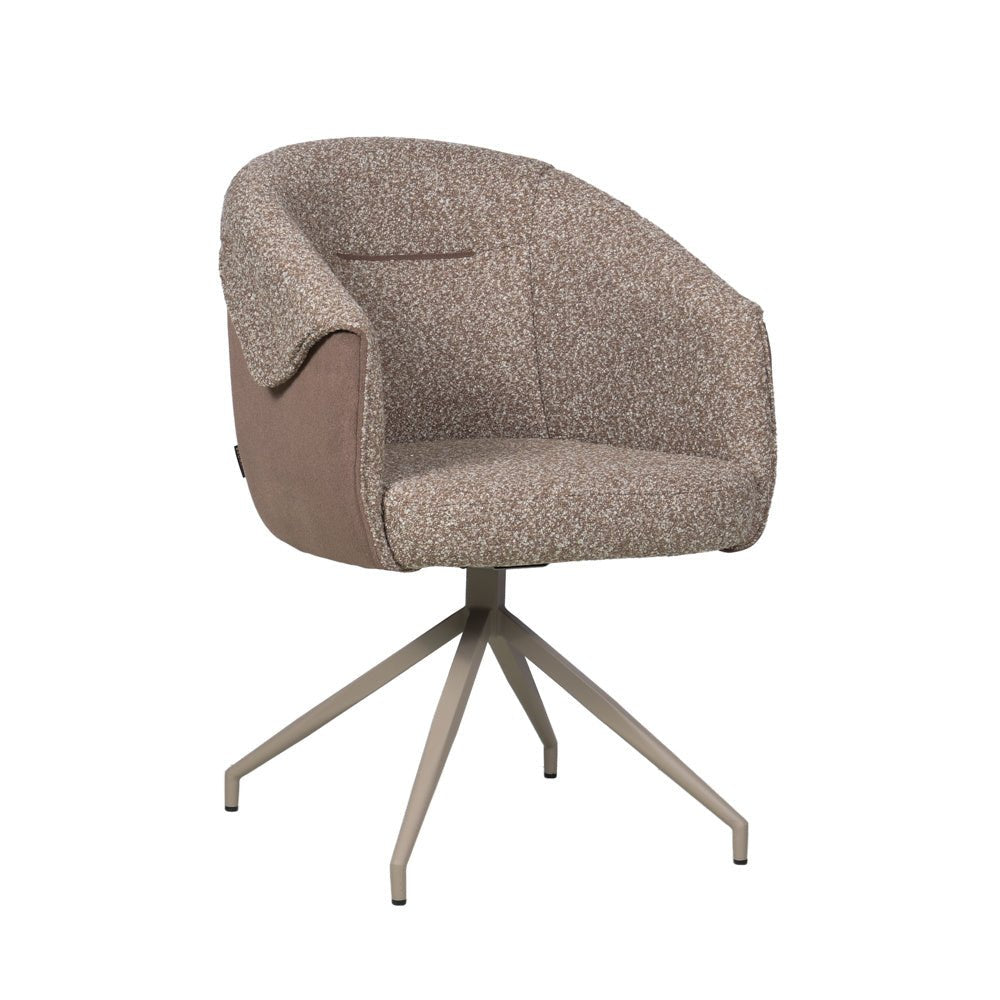 Eetkamerstoel Riley draaibaar bouclé bruin Bouclé