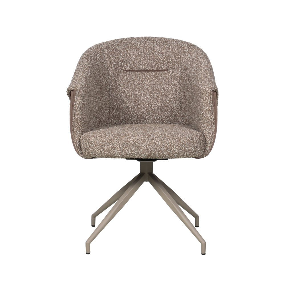 Eetkamerstoel Riley draaibaar bouclé bruin Bouclé