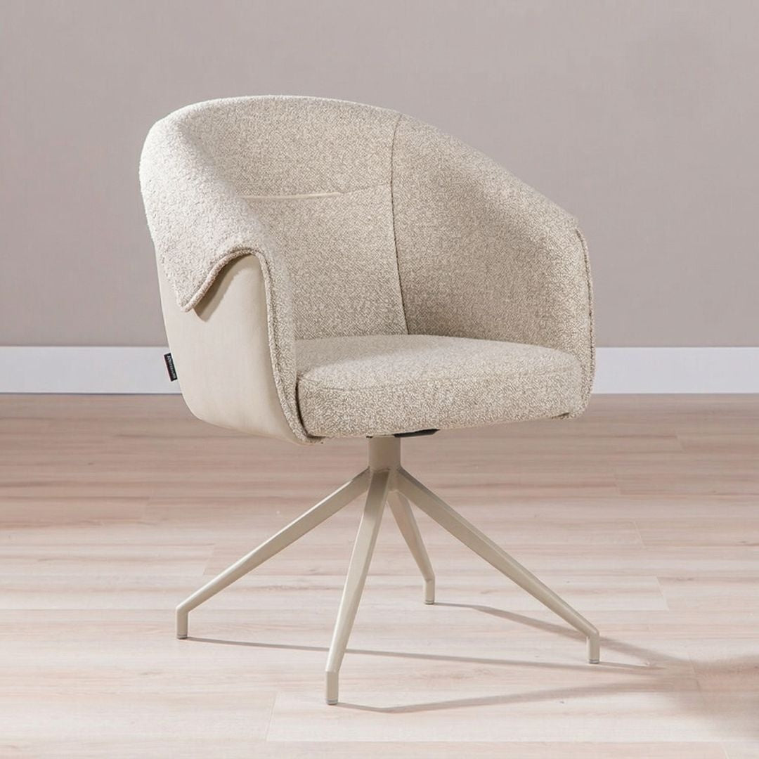 Eetkamerstoel Riley draaibaar bouclé taupe Bouclé