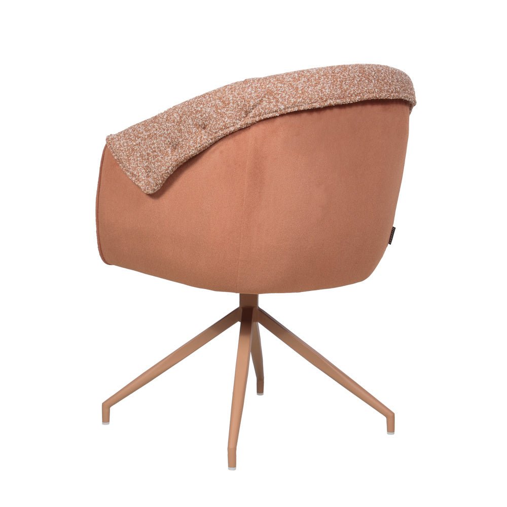 Eetkamerstoel Riley draaibaar bouclé terracotta Bouclé