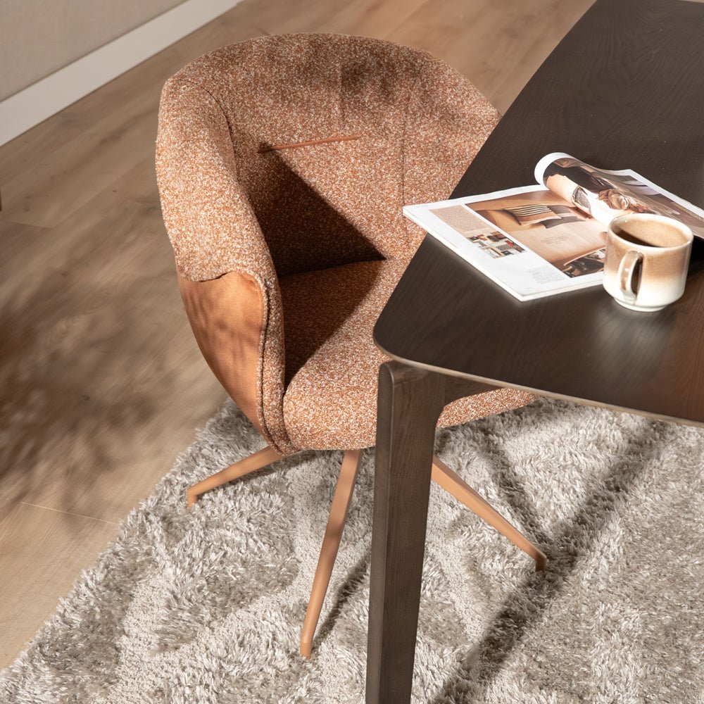 Eetkamerstoel Riley draaibaar bouclé terracotta Bouclé