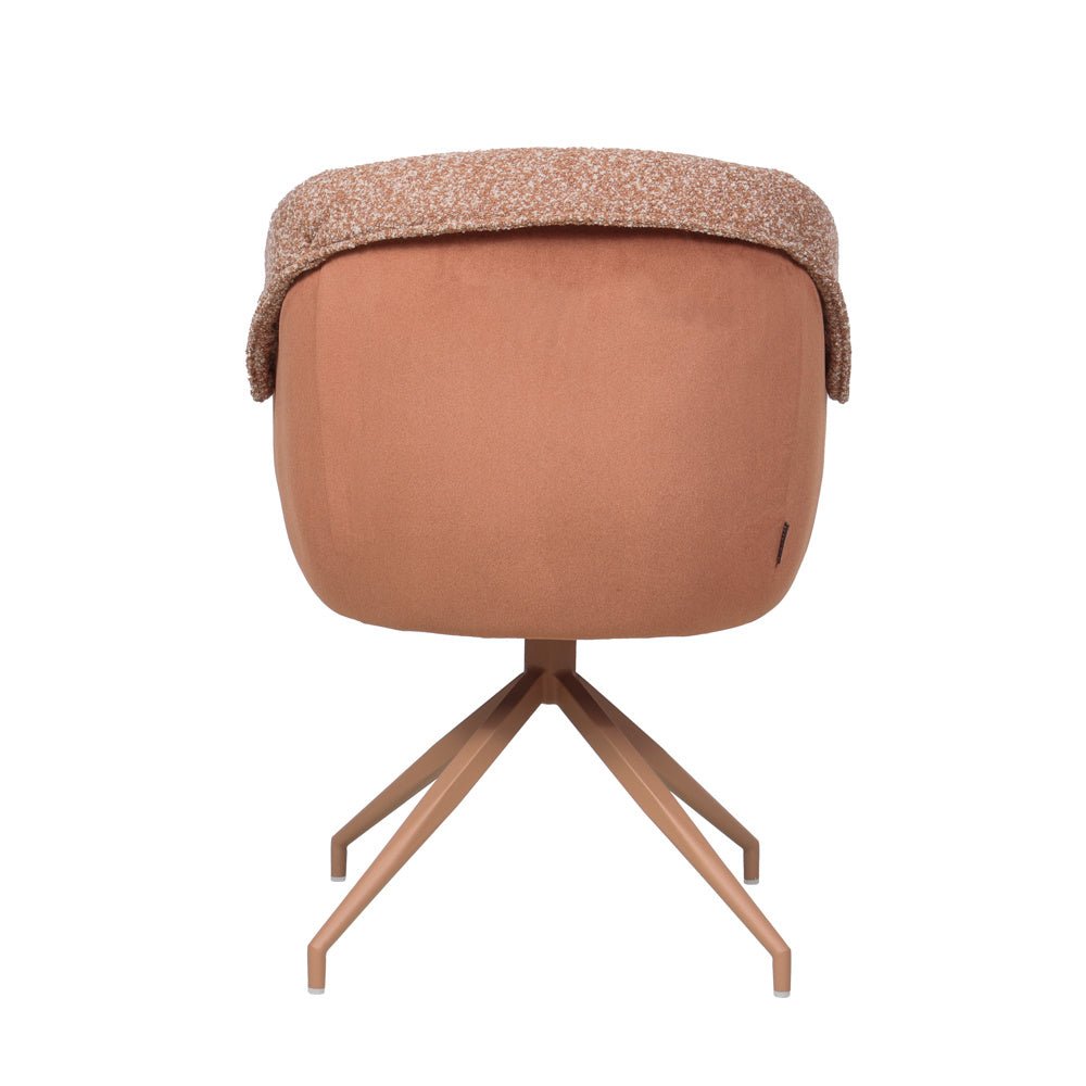 Eetkamerstoel Riley draaibaar bouclé terracotta Bouclé