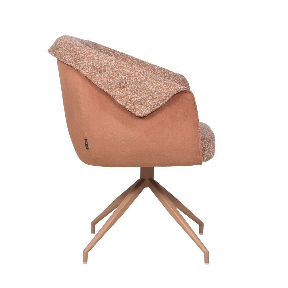 Eetkamerstoel Riley draaibaar bouclé terracotta Bouclé