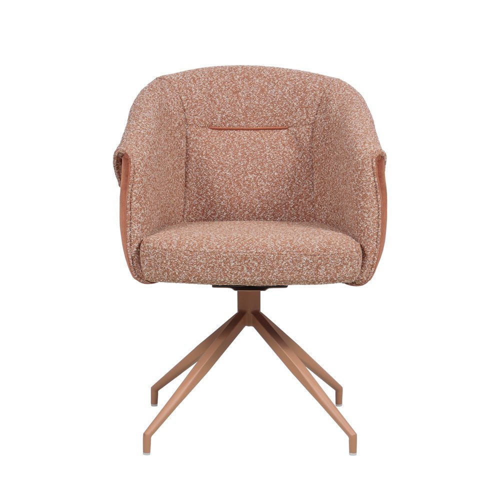 Eetkamerstoel Riley draaibaar bouclé terracotta Bouclé