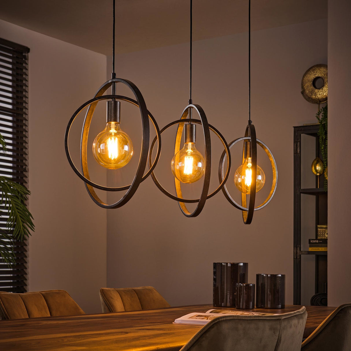Hanging lamp Otan DH Interior Charcoal LxWxH 129x46x11 Metal Atmospheric photo diagonal front view
