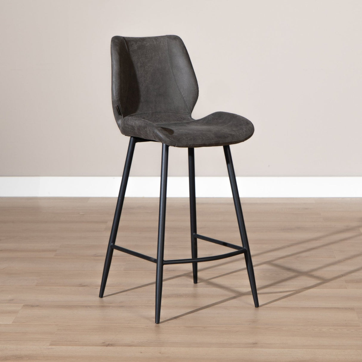 Industrial bar stool Barrel anthracite eco-leather 69 cm - image 1