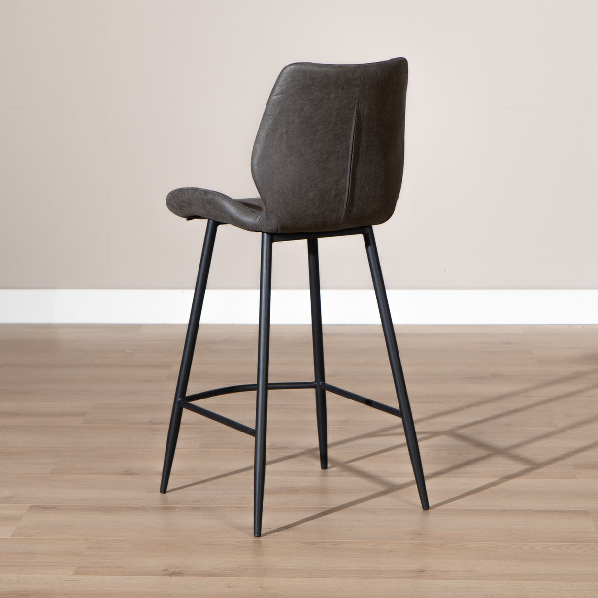 Industrial bar stool Barrel anthracite eco-leather 69 cm - image 4