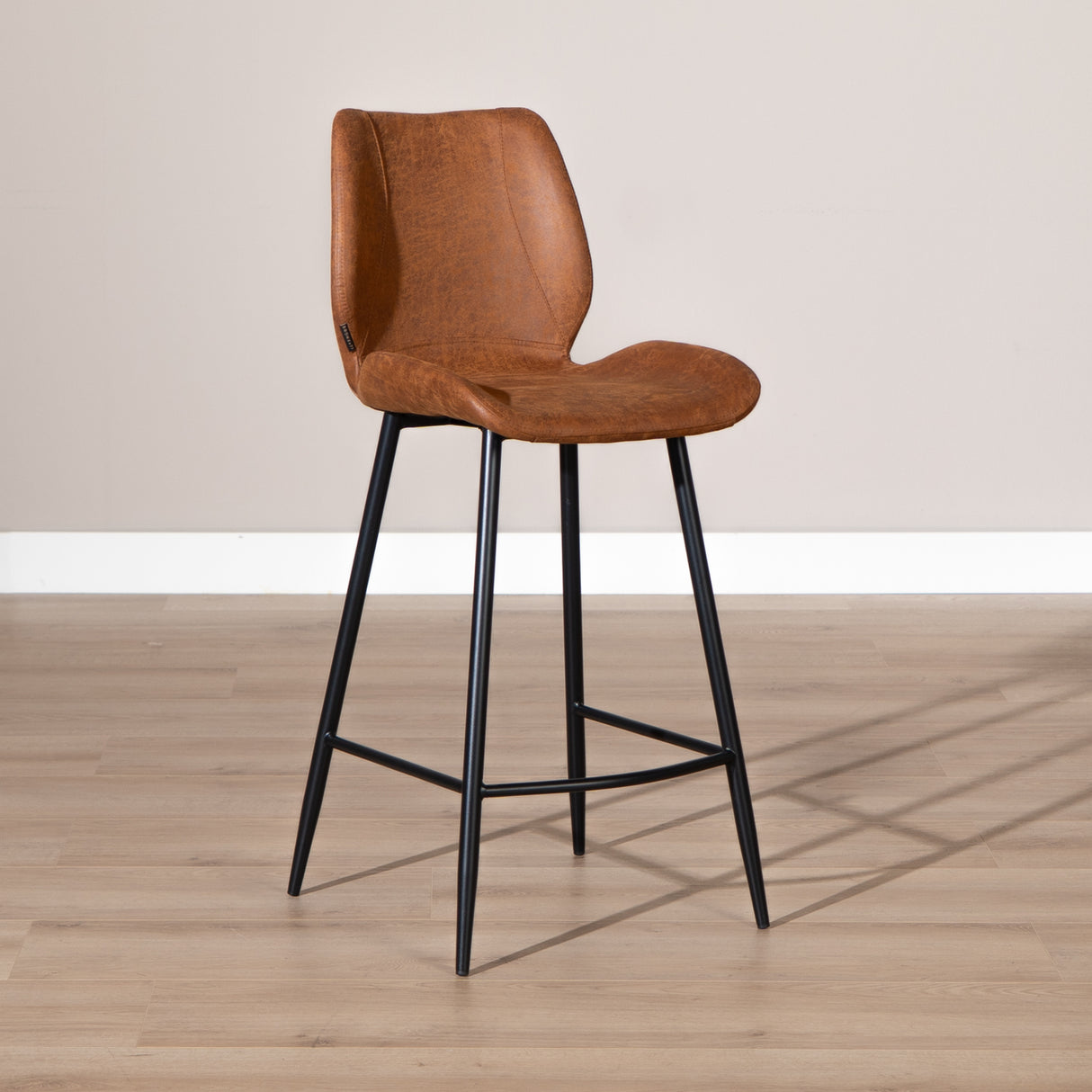 Industrial bar stool Barrel cognac eco-leather 69 cm - image 1