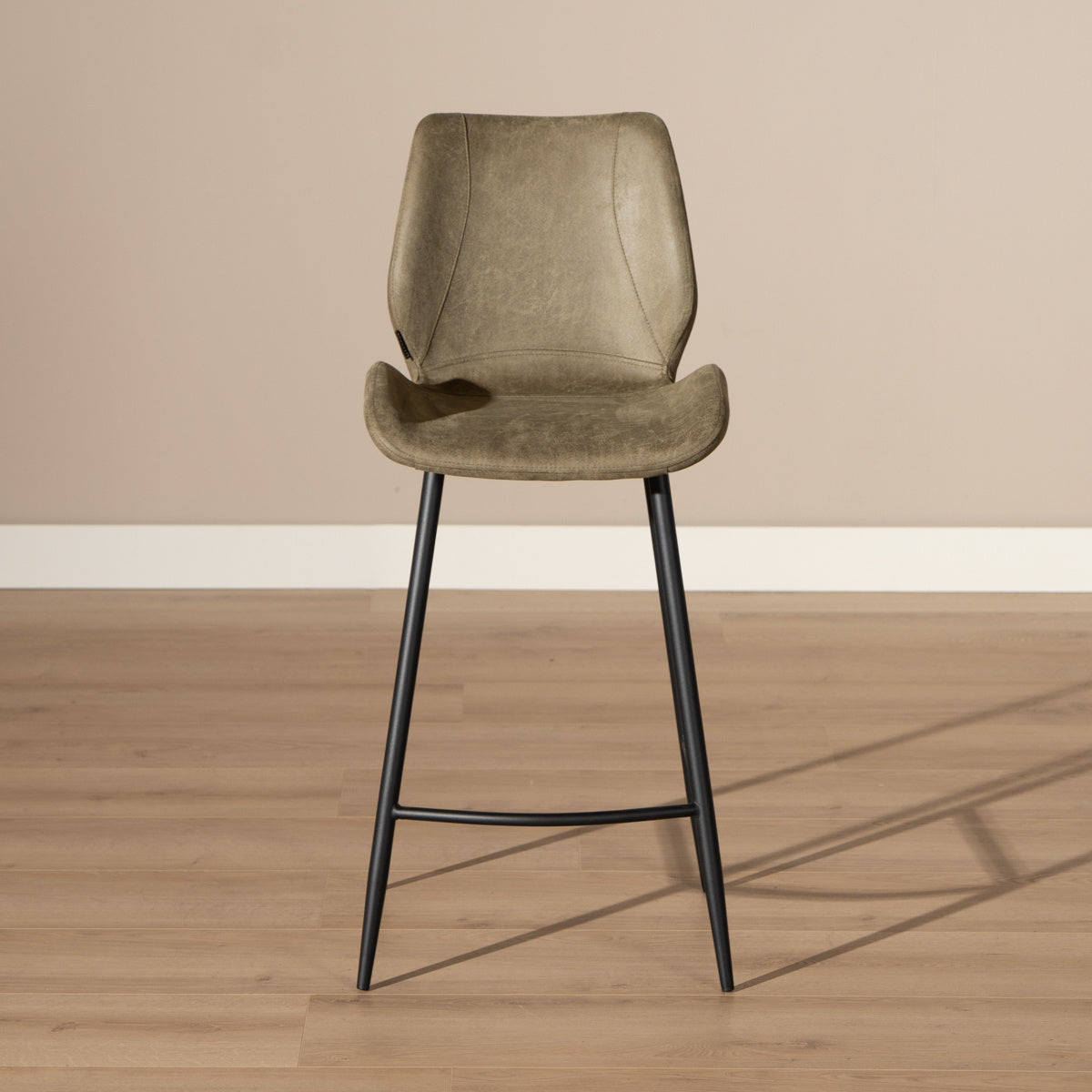 Industrial bar stool Barrel olive green eco-leather 69 cm - image 4