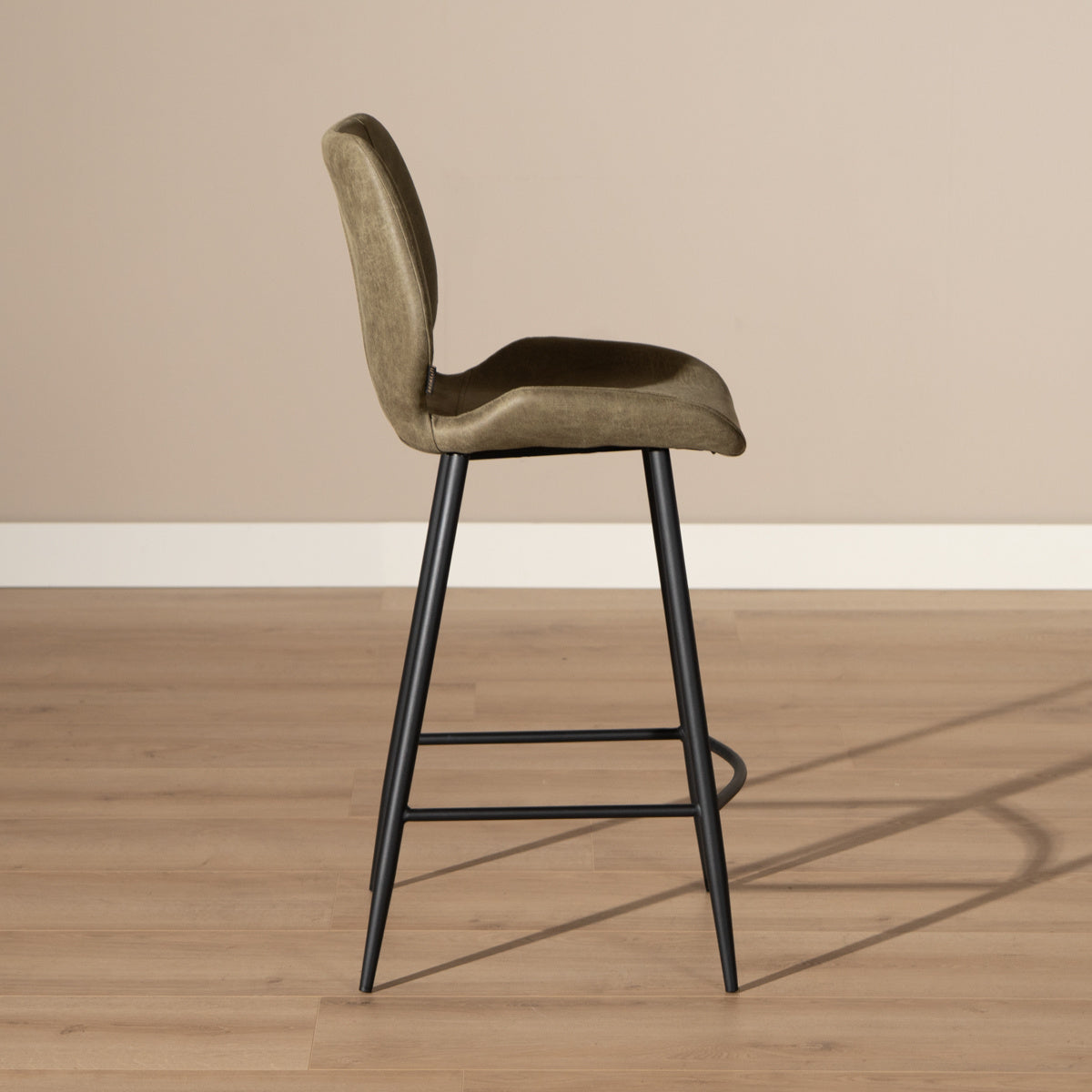 Industrial bar stool Barrel olive green eco-leather 69 cm - image 5