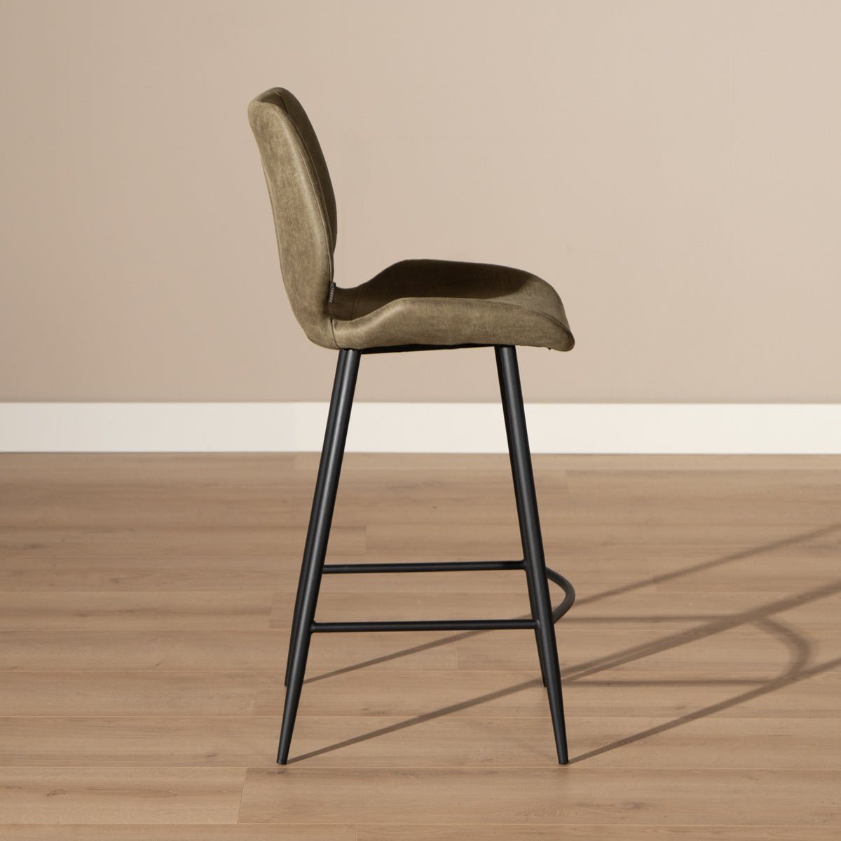 Industrial bar stool Barrel olive green eco-leather 69 cm - image 5