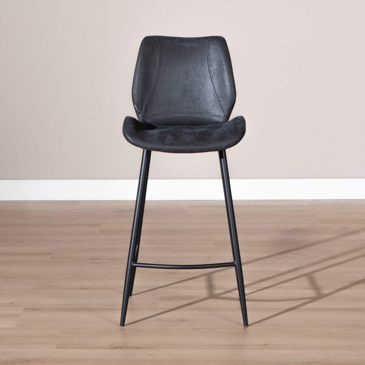 Industrial bar stool Barrel black/anthracite eco-leather 69 cm - image 2