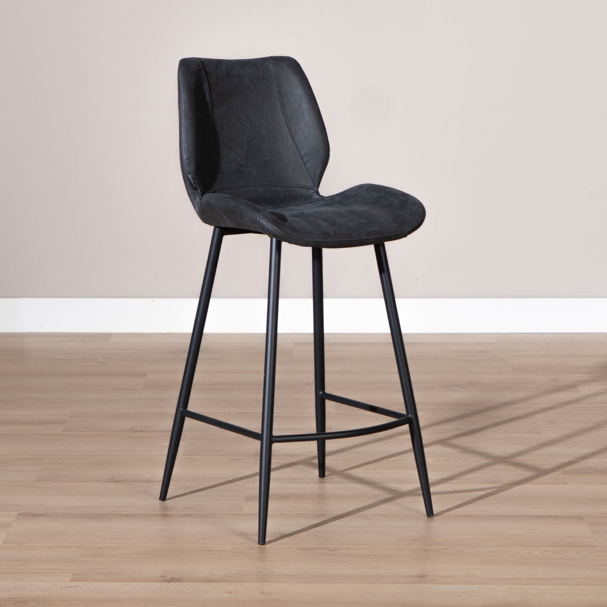 Industrial bar stool Barrel black/anthracite eco-leather 69 cm - image 1