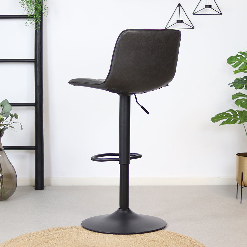 Industrial bar stool Boston leather anthracite 60-76 cm - swiveling Eco-leather 45 cm wide
