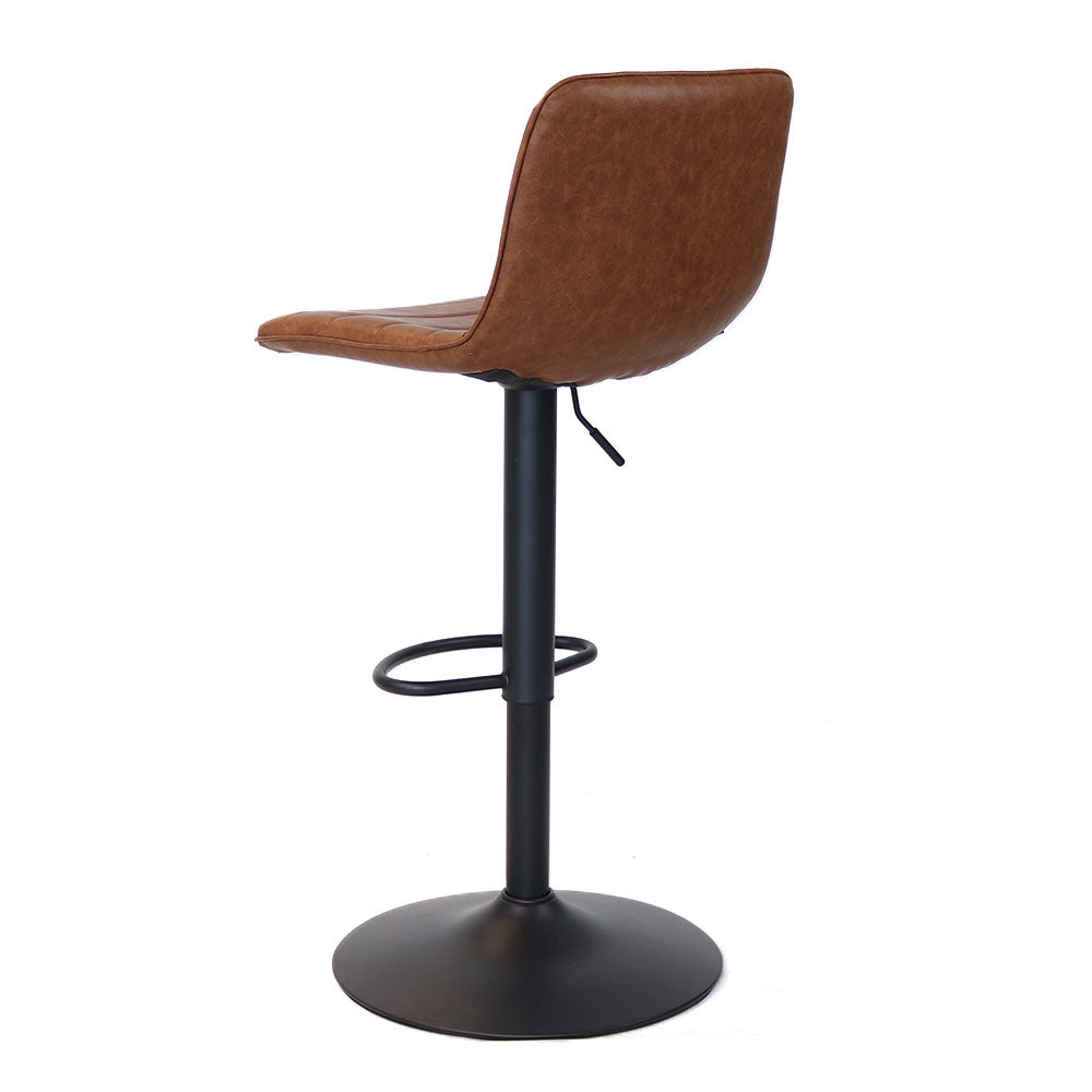 Industrial bar stool Boston leather cognac 60-76 cm - swivel Eco-leather 45 cm wide