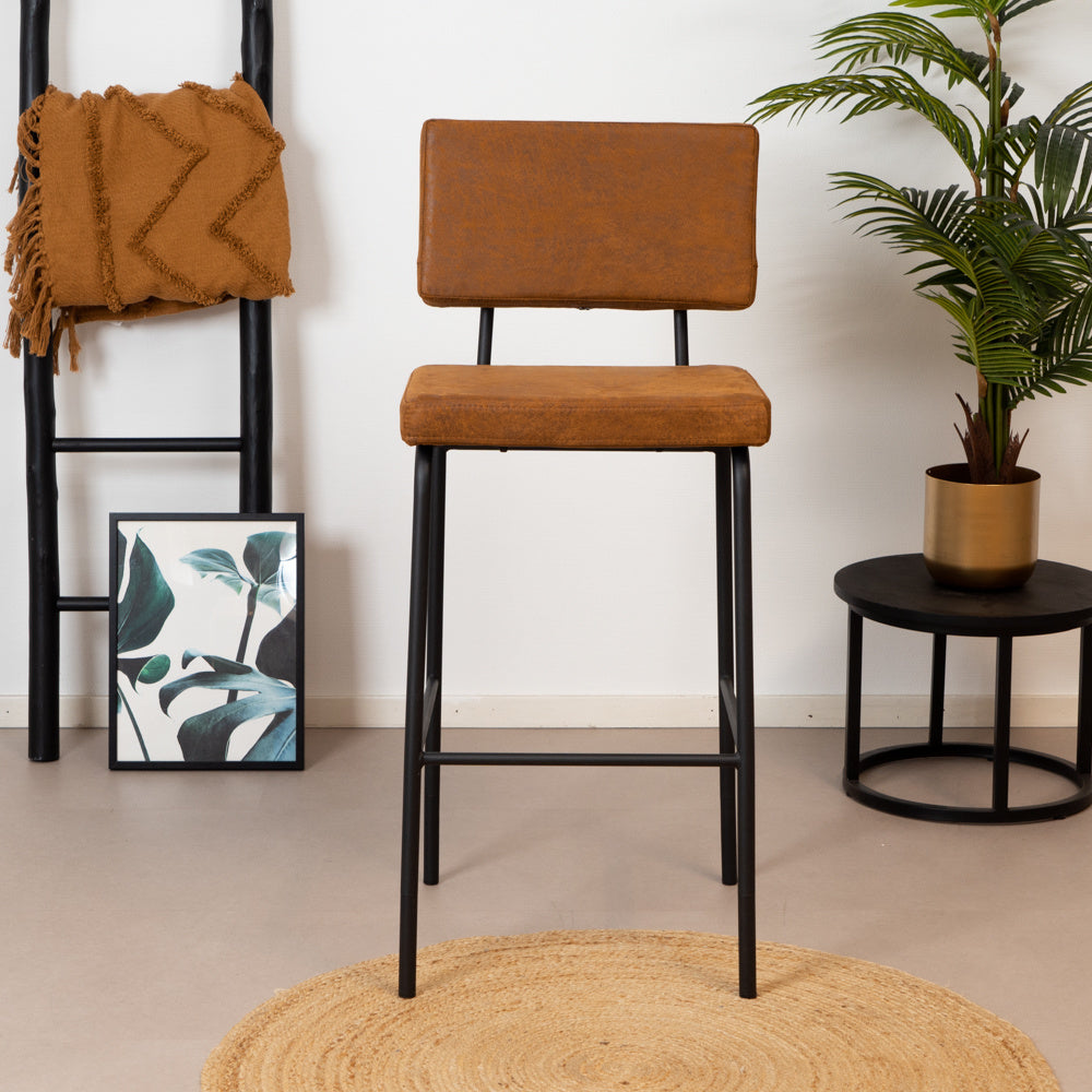 Industrial bar stool Espen cognac eco-leather 64-77 cm - image 3