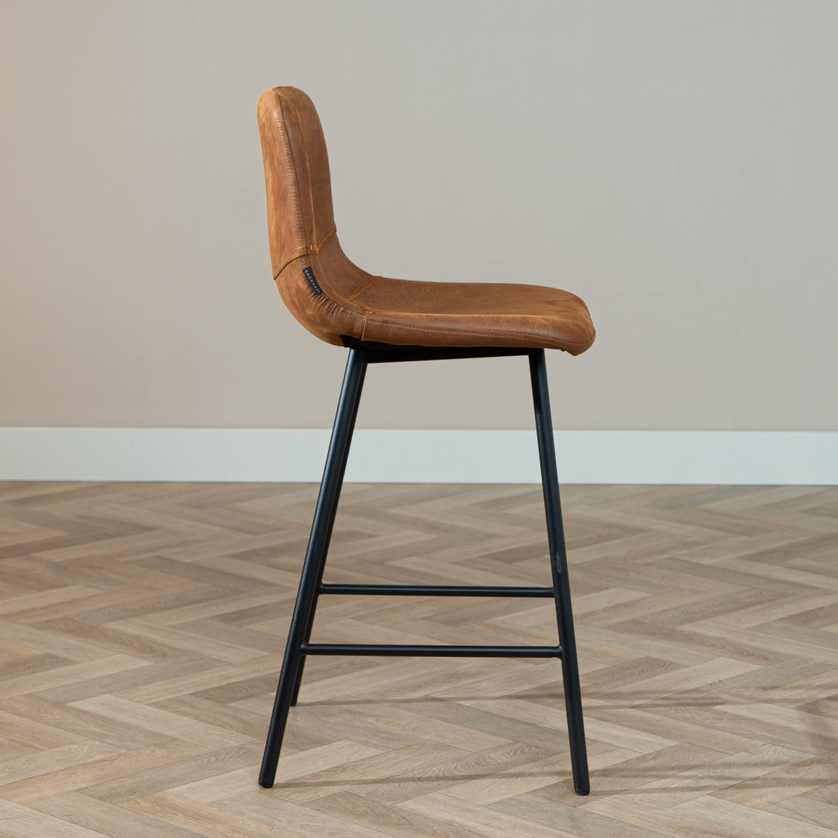 Industrial bar stool Mikky cognac eco-leather 65-78 cm - image 3