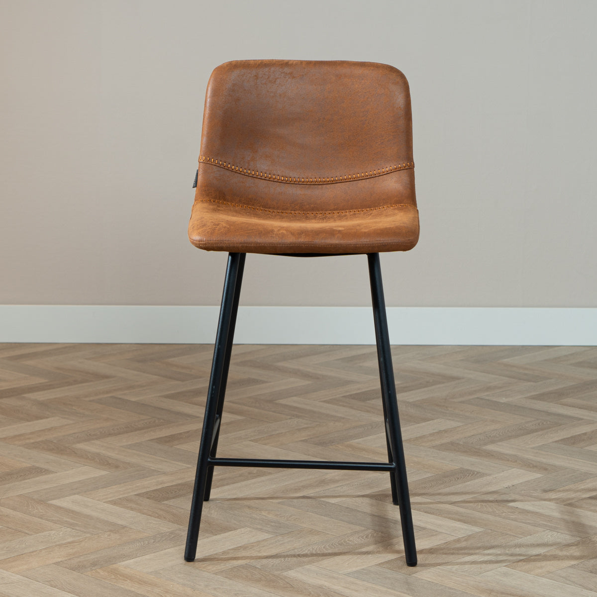 Industrial bar stool Mikky cognac eco-leather 65-78 cm - image 2