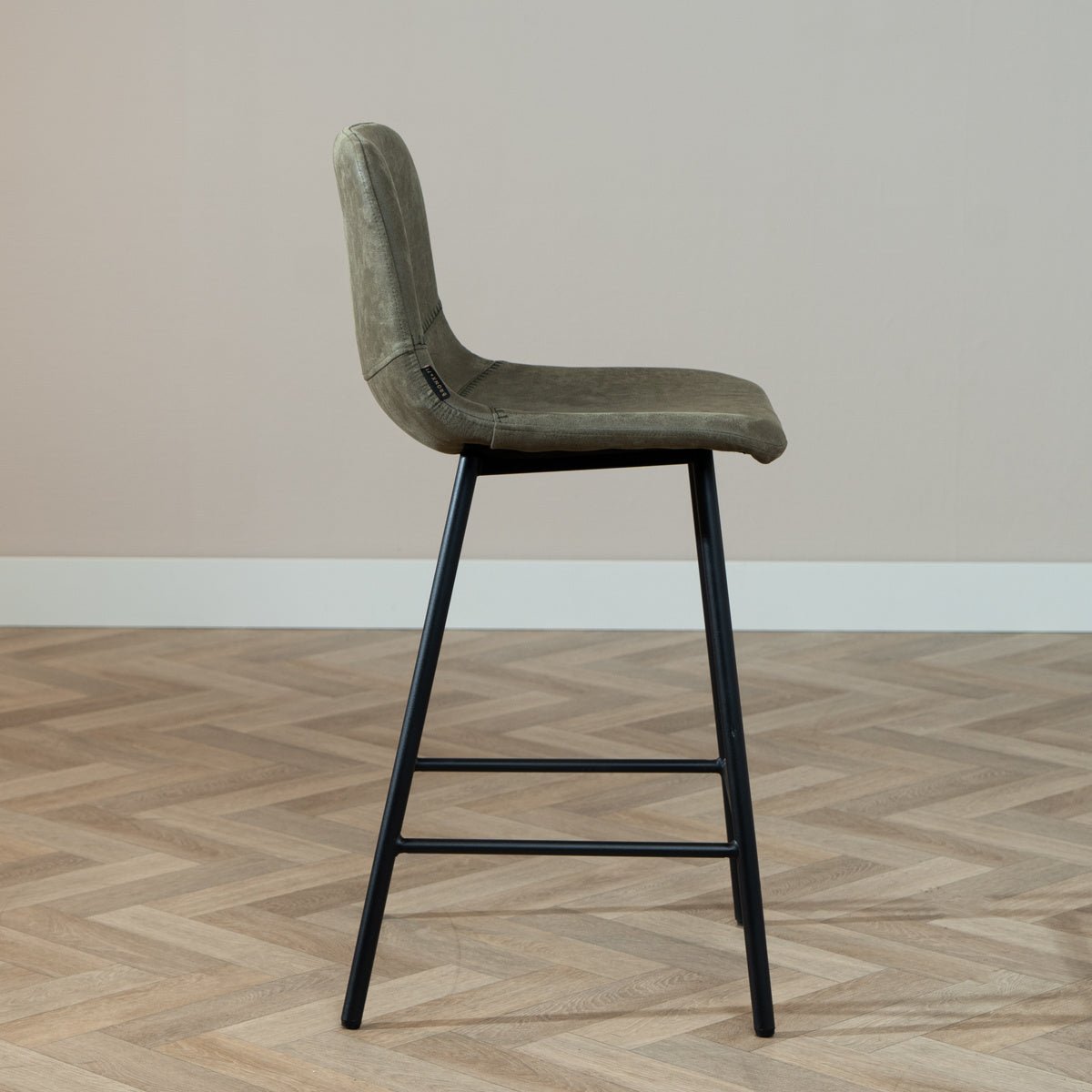 Industrial bar stool Mikky olive green eco-leather 65-78 cm, 46 cm wide