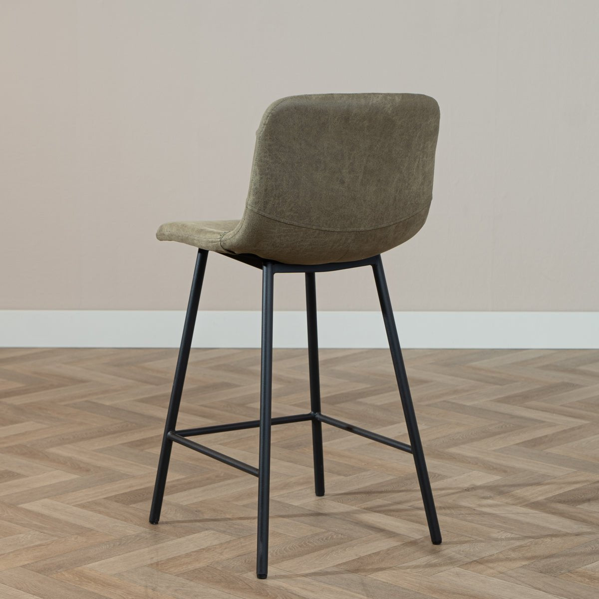 Industrial bar stool Mikky olive green eco-leather 65-78 cm, 46 cm wide