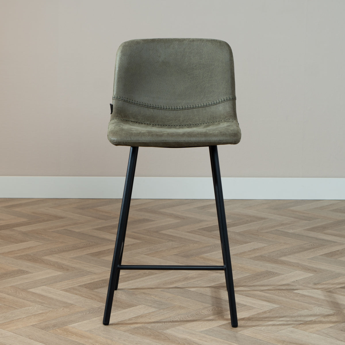 Industrial bar stool Mikky olive green eco-leather 65-78 cm, 46 cm wide