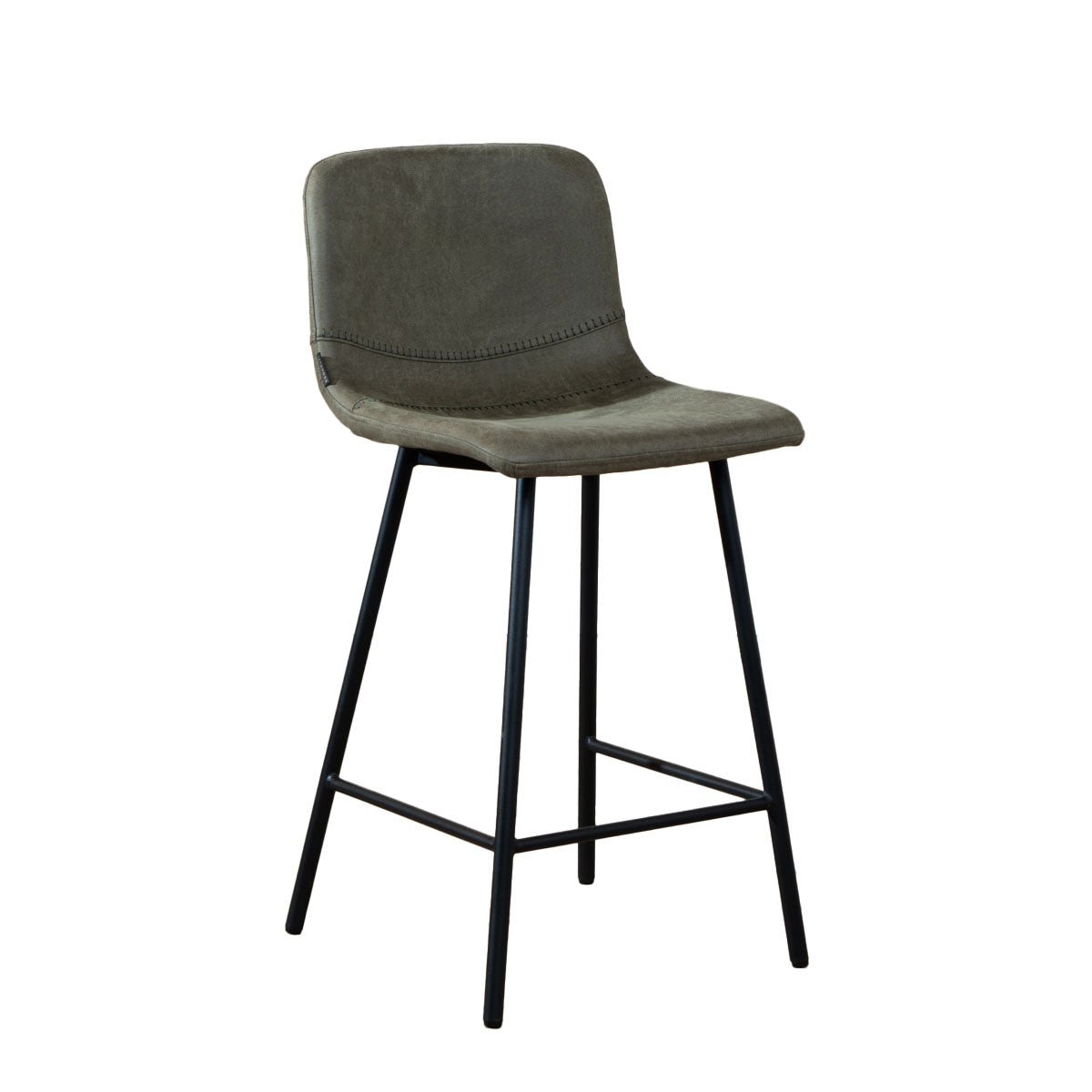 Industrial bar stool Mikky olive green eco-leather 65-78 cm, 46 cm wide