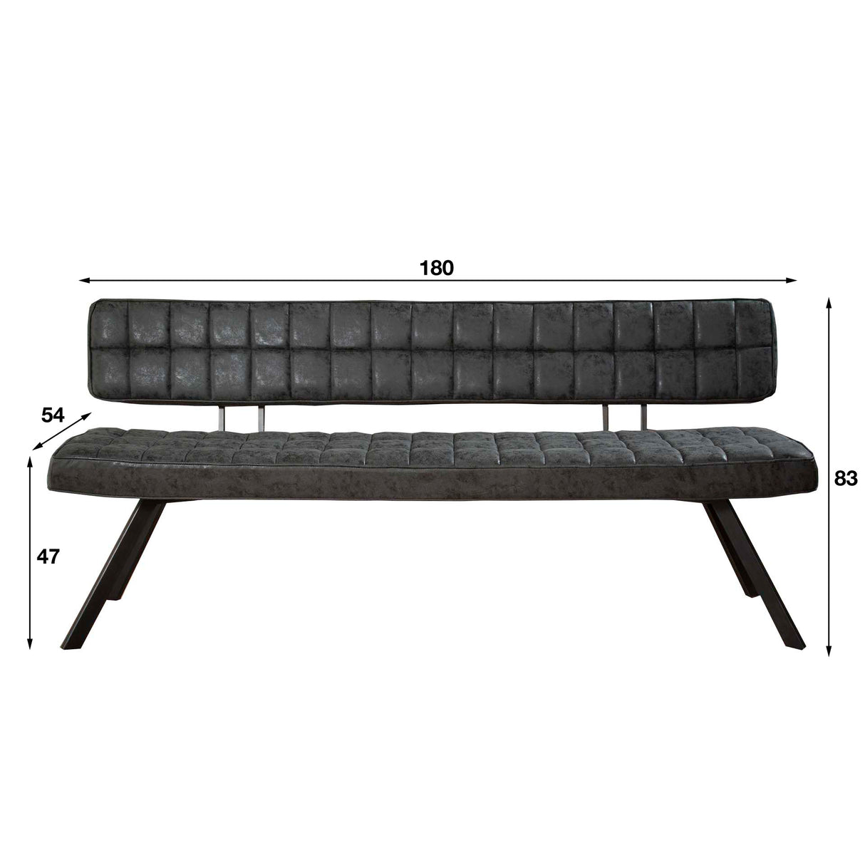Dining room sofa Madrid DH Interior Black LxWxH 186x44x22 Faux leather White photo size indication