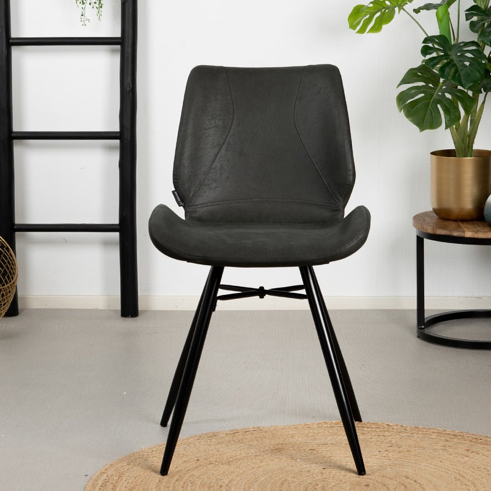 Industrial dining room chair Barrel black/anthracite eco-leather - image 2