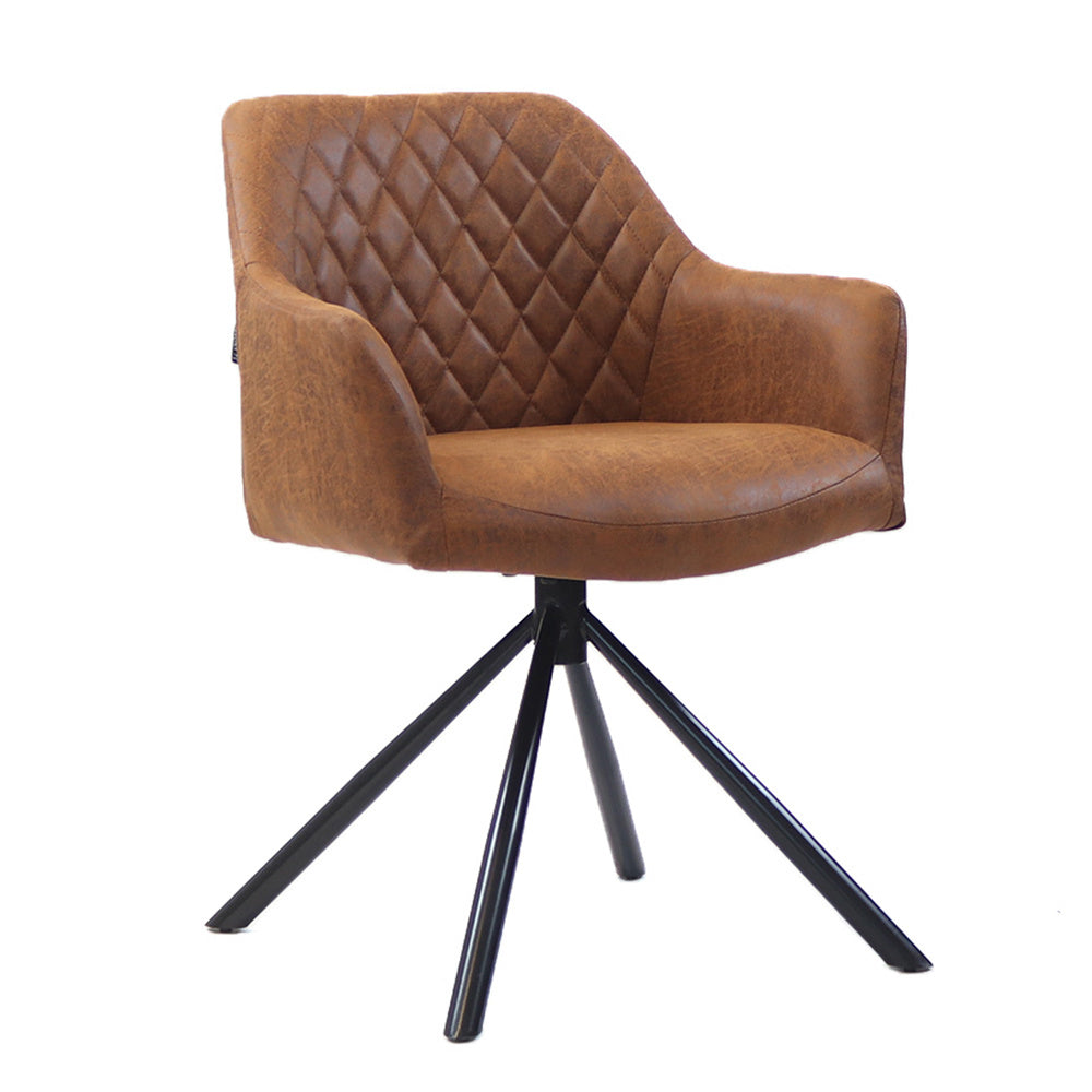 Industrial dining room chair Dex swiveling cognac eco-leather
