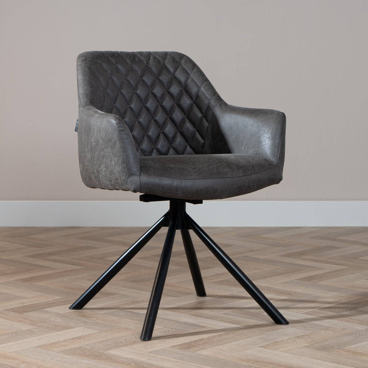 Industrial dining room chair Dex swivel anthracite eco-leather - image 1