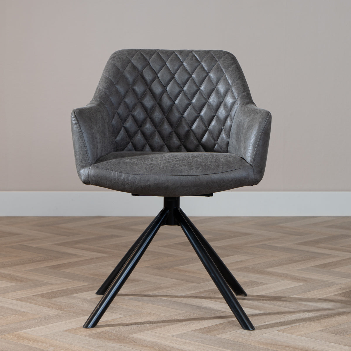 Industrial dining room chair Dex swivel anthracite eco-leather - image 2