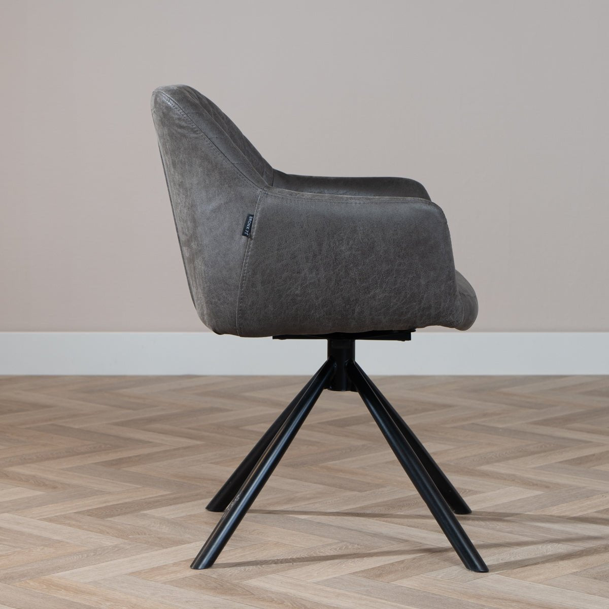 Industrial dining room chair Dex swivel anthracite eco-leather - image 3