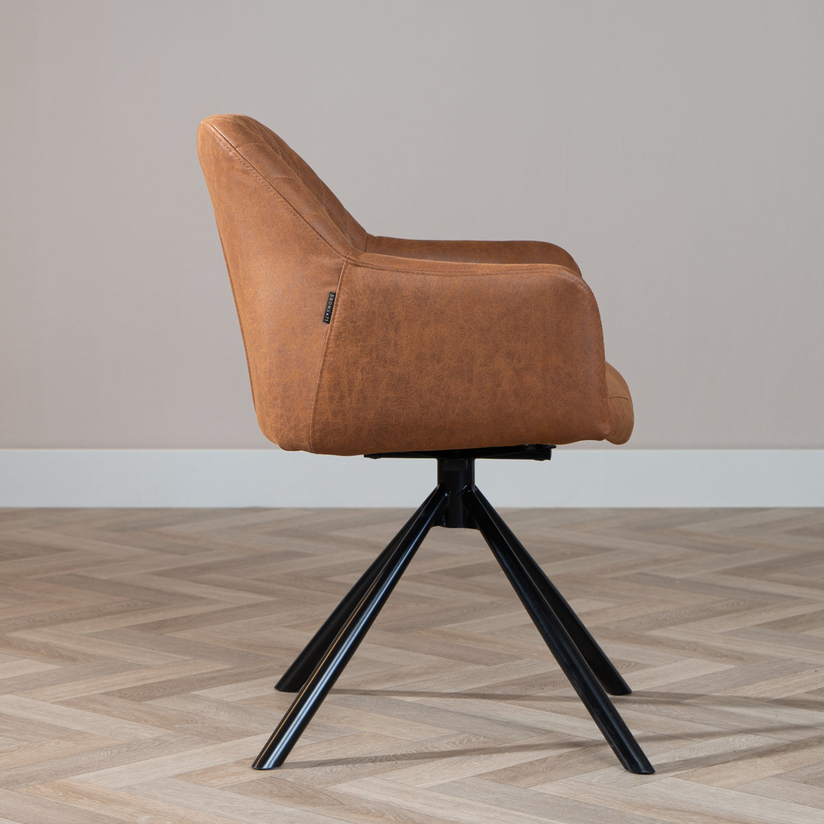 Industrial dining room chair Dex swivel cognac eco-leather - image 3