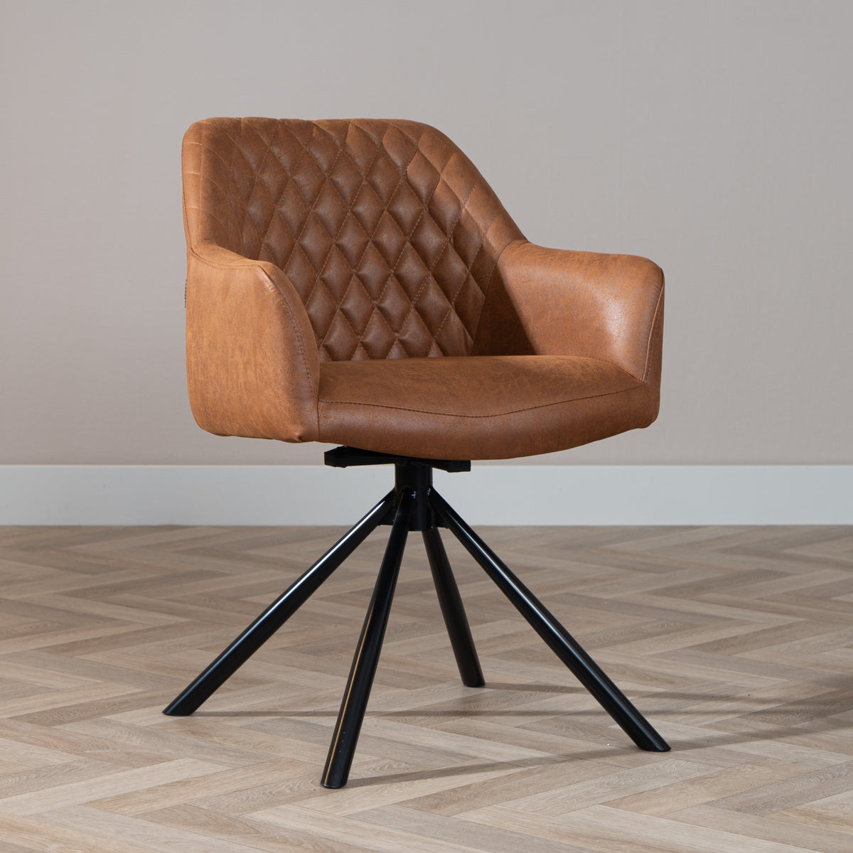 Industrial dining room chair Dex swivel cognac eco-leather - image 1