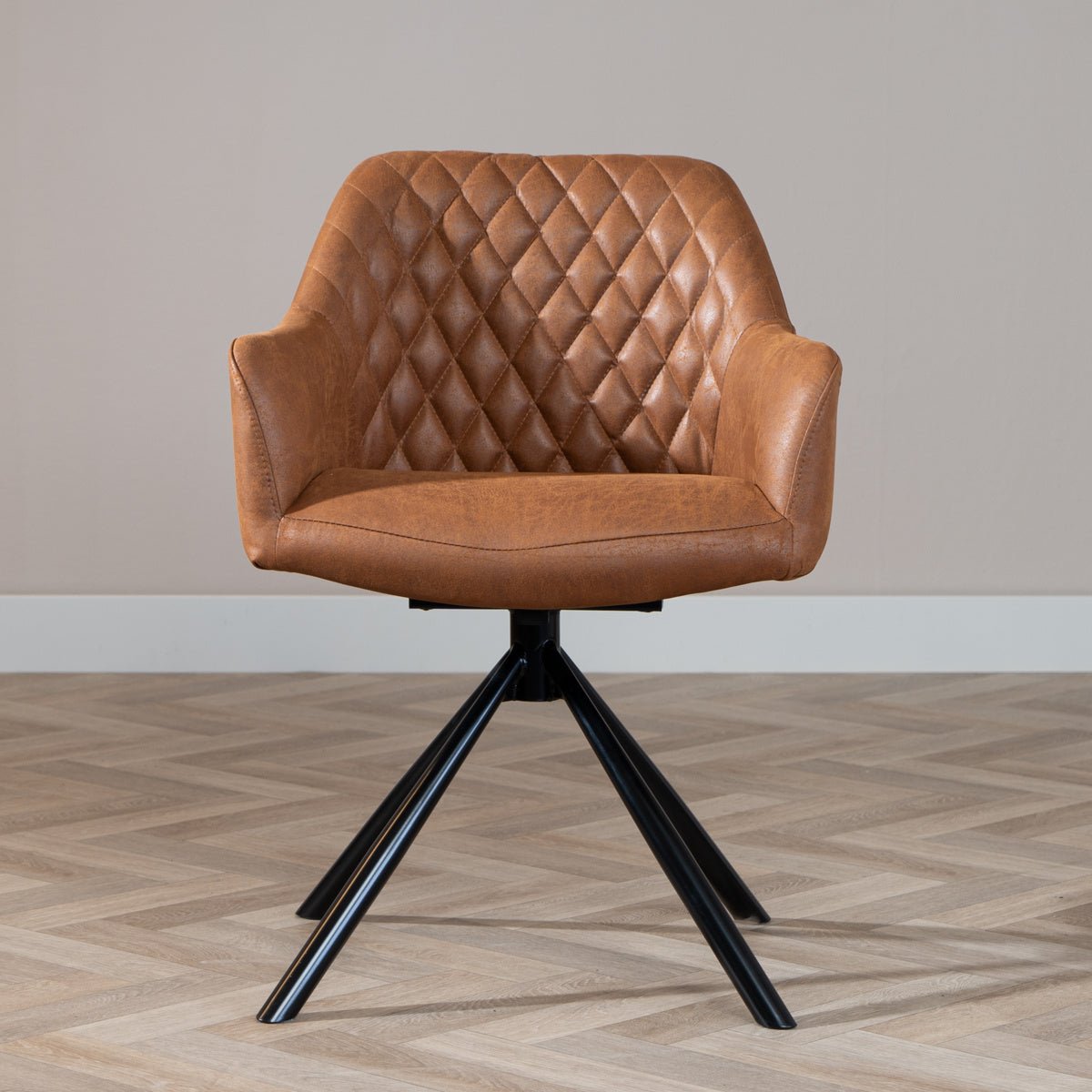 Industrial dining room chair Dex swivel cognac eco-leather - image 2