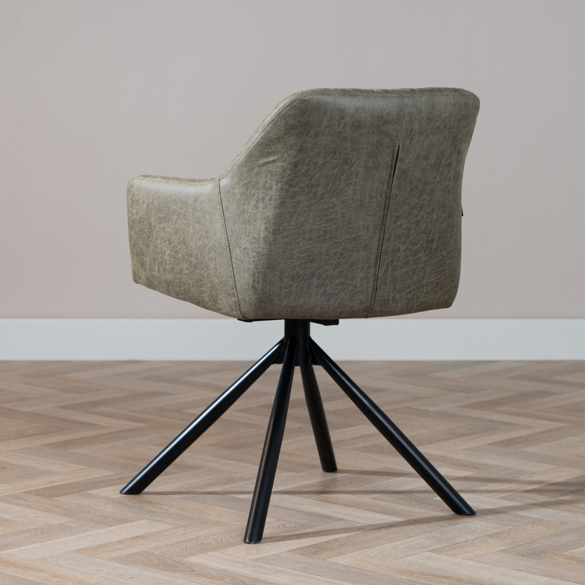 Industrial dining room chair Dex swivel olive green eco-leather - image 4