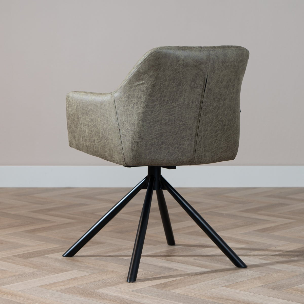 Industrial dining room chair Dex swivel olive green eco-leather - image 4