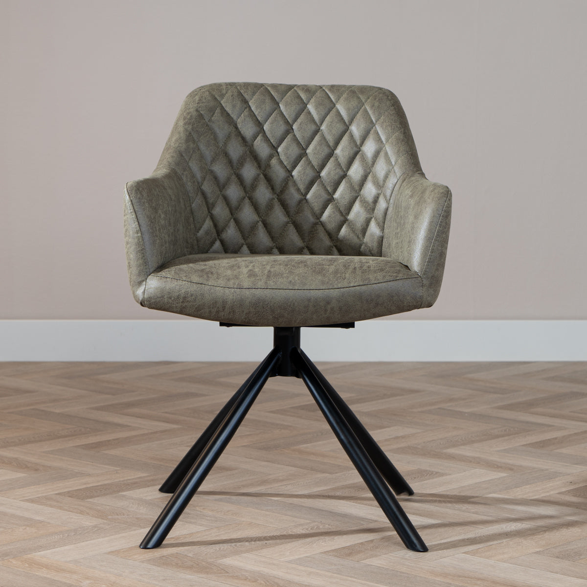 Industrial dining room chair Dex swivel olive green eco-leather - image 2