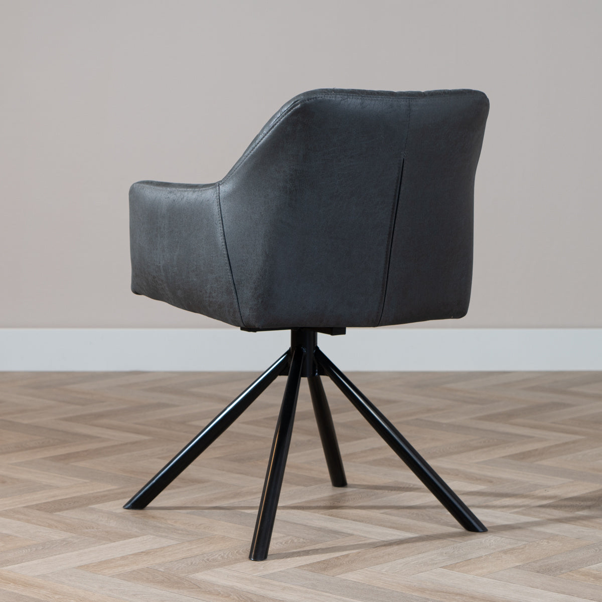 Industrial dining room chair Dex swivel black/anthracite eco-leather - image 4