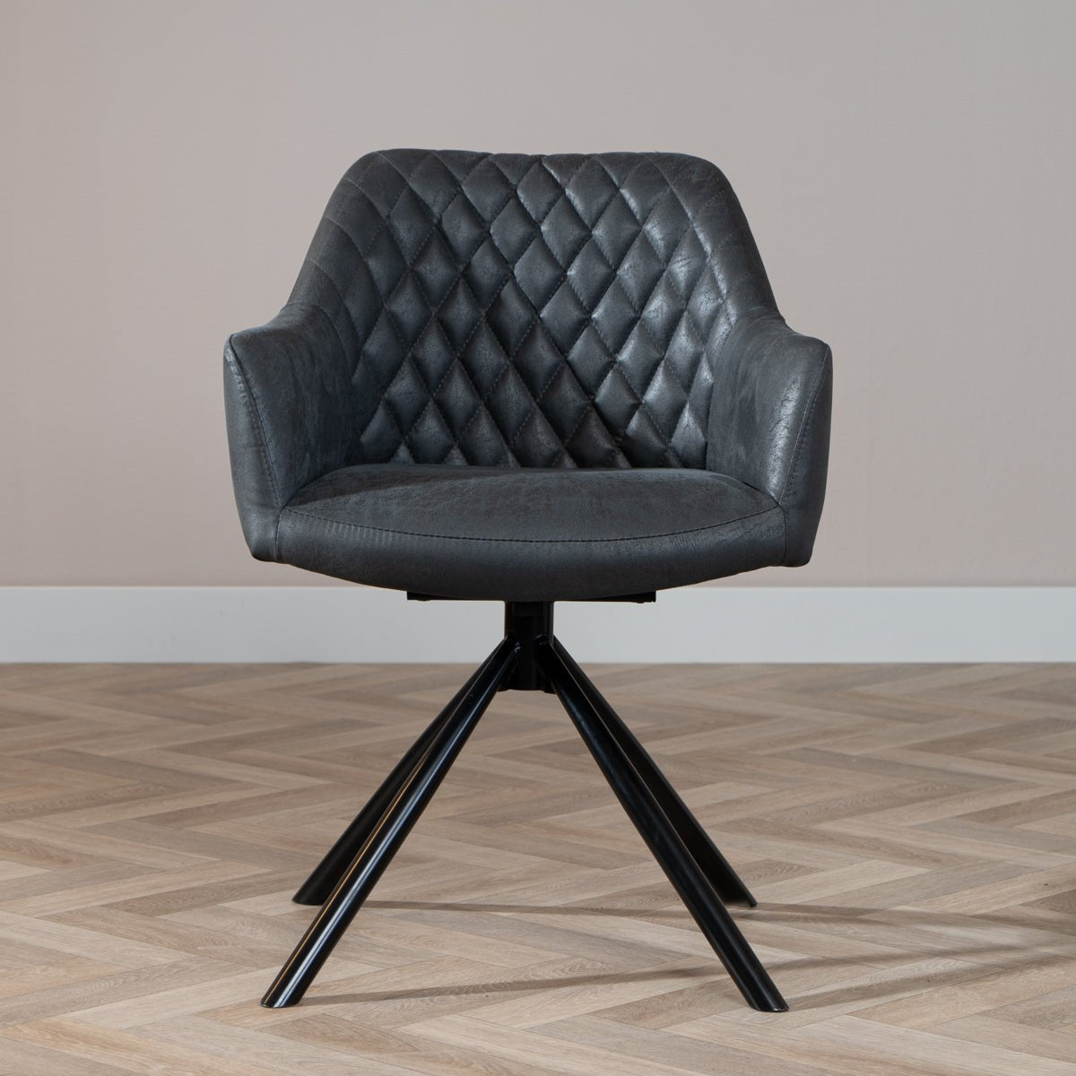 Industrial dining room chair Dex swivel black/anthracite eco-leather - image 2