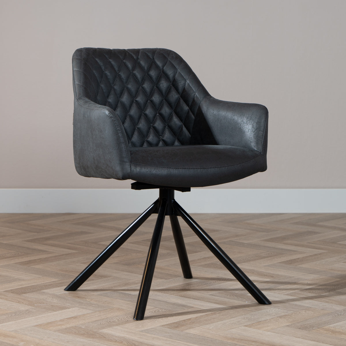 Industrial dining room chair Dex swivel black/anthracite eco-leather - image 1