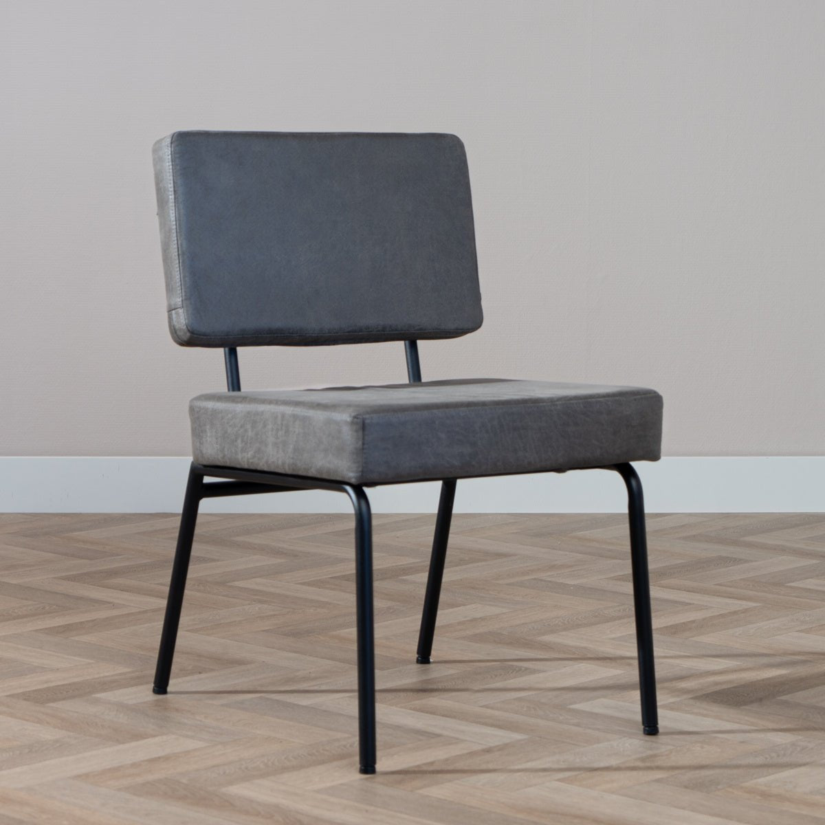 Industrial dining room chair Espen anthracite eco-leather - image 1