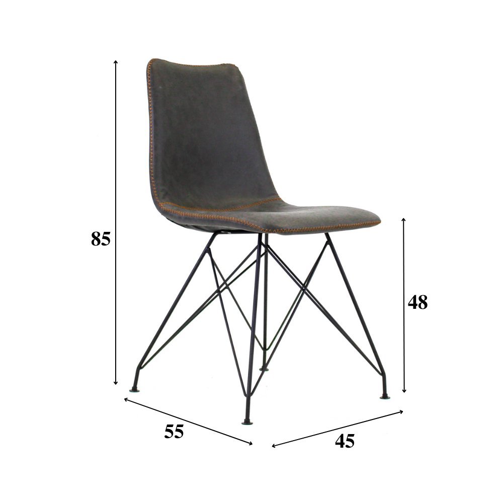 Dining room chair Viano Dimehouse Anthracite LxWxH 64x61x52 Faux leather White photo size indication