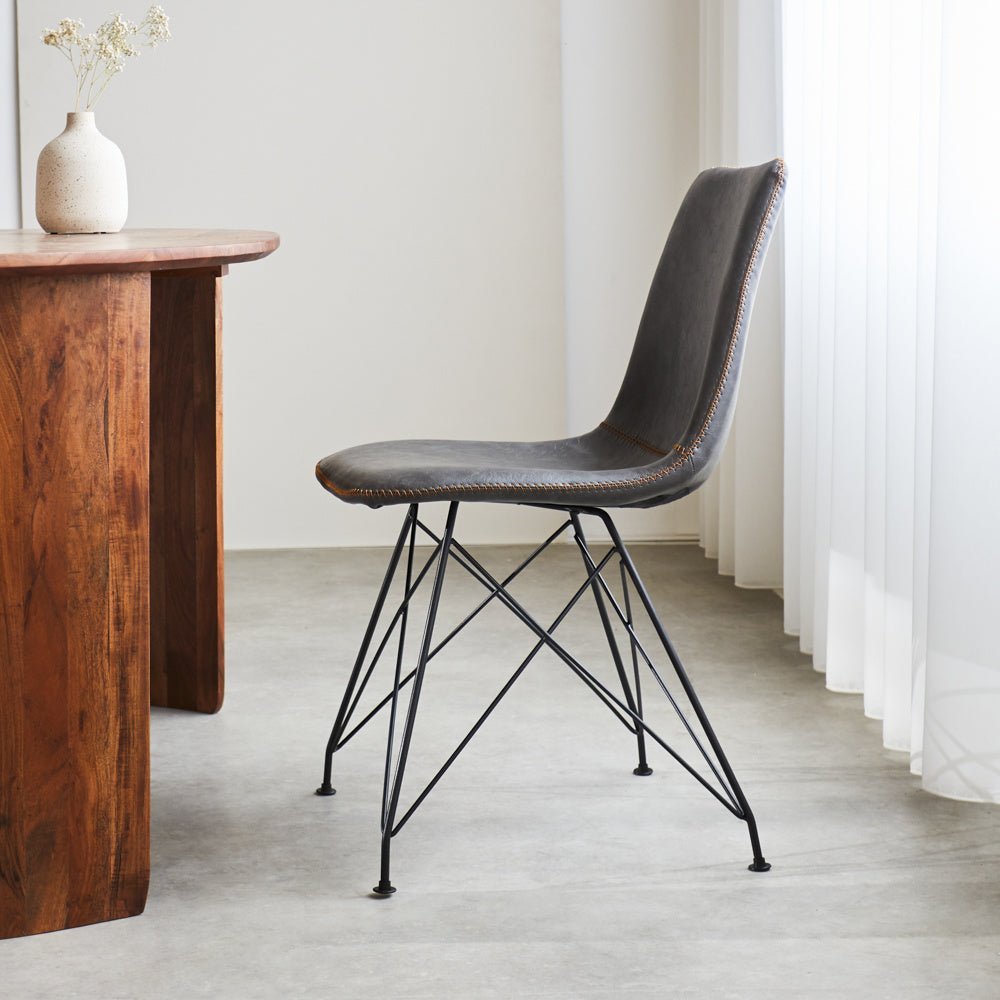 Dining room chair Viano Dimehouse Anthracite LxWxH 64x61x52 Faux leather Atmospheric photo side view